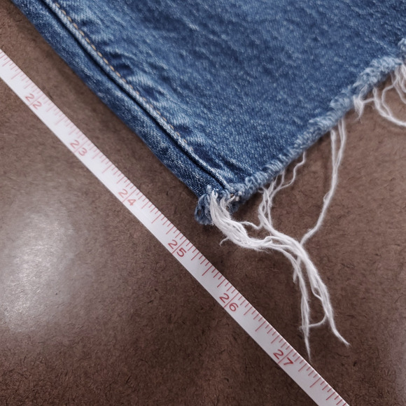 J.Crew Jeans Women's 28 Blue Mid-Rise Flare Crop Raw Hem Distressed Y2K Retro - Picture 11 of 13